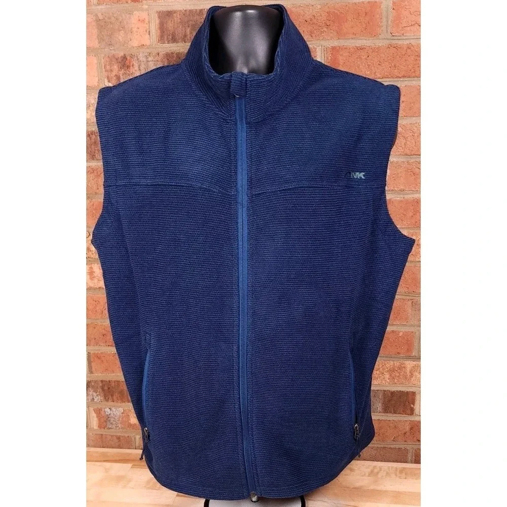 Mountain‎ Khakis Full Zip Mock Neck Blue Fleece Vest Classic Fit Mens Size XL